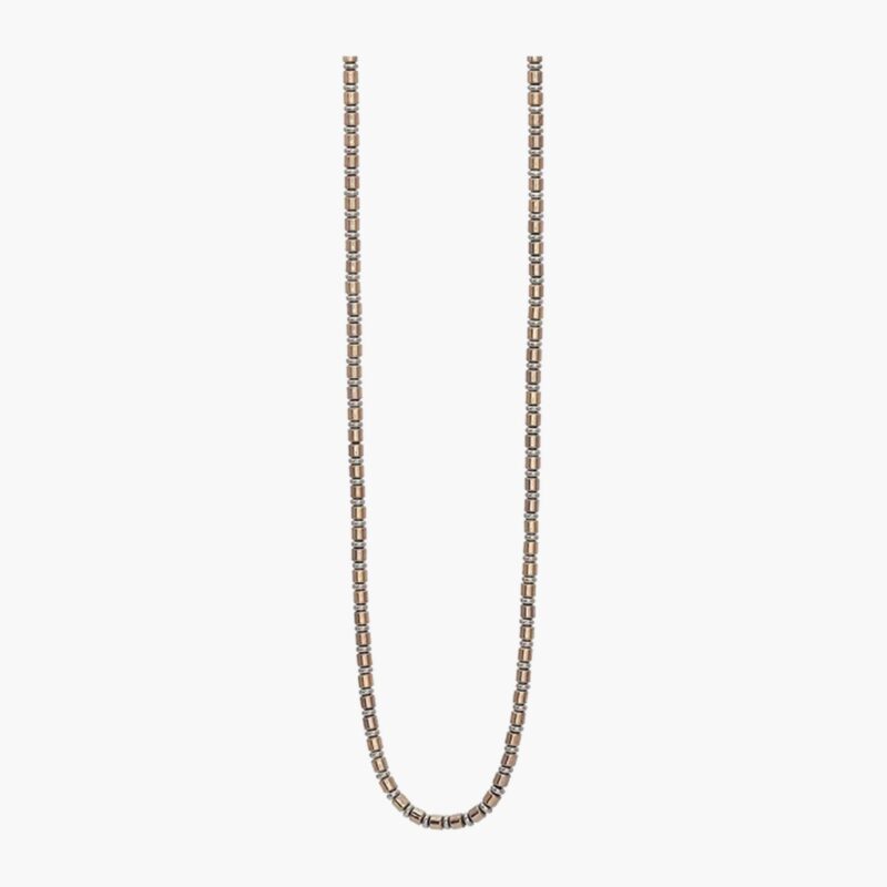 Collana in Acciaio, pvd rosè ed Ematite